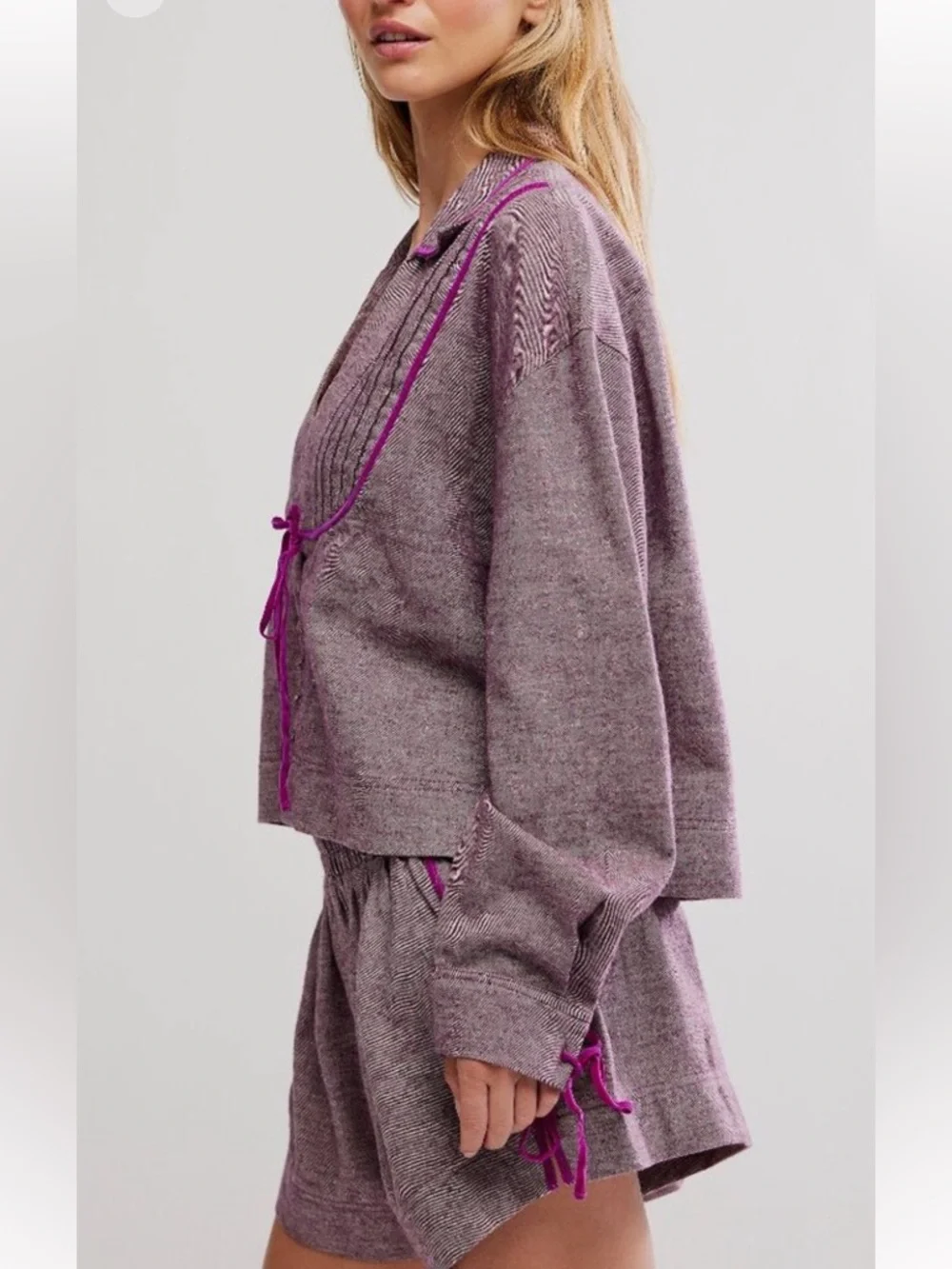 FREE PEOPLE CLOSE TO HOME FLANNEL PAJAMA LOUNGE SET in Cactus Flower sz M, XL